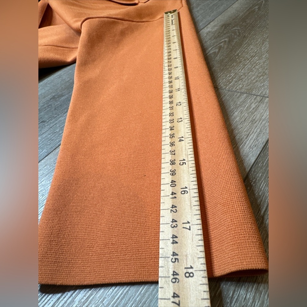 COS Colorblock Huge Pocket Knit Open Front Boxy Jacket Orange Navy Blue Sz S EUC - Picture 8 of 10